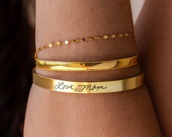 Custom Handwriting Jewelry • Handwriting Cuff Bracelet • Handwriting Bangle • Signature Bangle • Sympathy Gift • Mother Gift • BM26