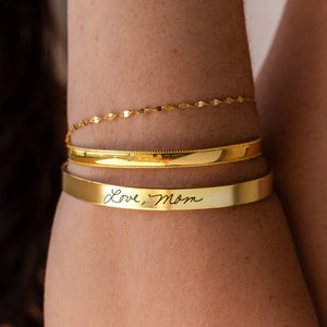 Custom Handwriting Jewelry • Handwriting Cuff Bracelet • Handwriting Bangle • Signature Bangle • Sympathy Gift • Mother Gift • BM26