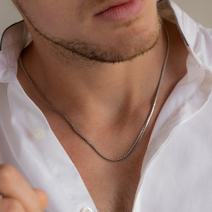 Corrente de cobra grossa masculina por Caitlyn Minimalist • Colar de camadas ousado para o dia a dia em prata e ouro • Joias de destaque • Presente para ele • NR131
