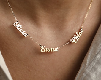 3 Name Necklace Etsy