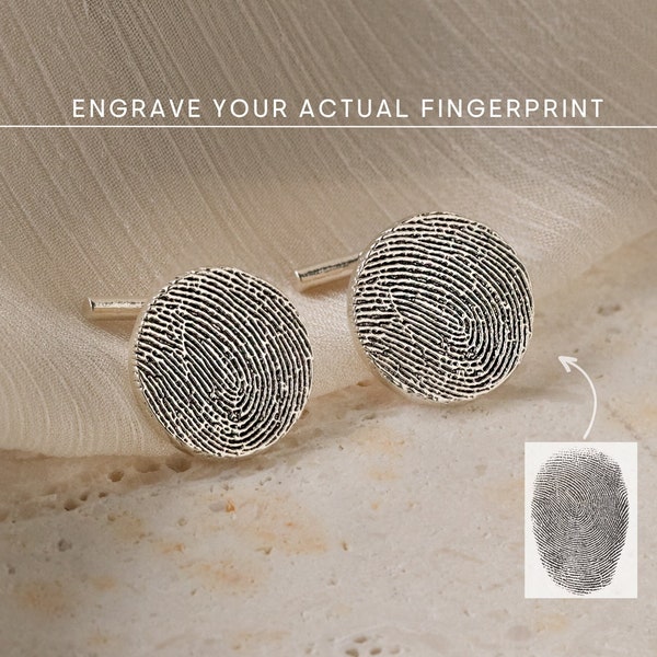 Actual Fingerprint Cufflinks by CaitlynMinimalist • Personalized Cufflinks for Men, Mens Accessories • Groomsmen Wedding Gift • CM28