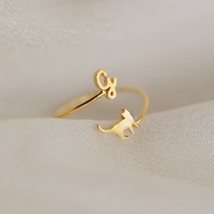 Duo Pet Initial Wrap Ring by Caitlyn Minimalist • Dainty Open Adjustable Ring • Handmade Pet Memorial Jewelry • Pet Lover Gift • RM62F88