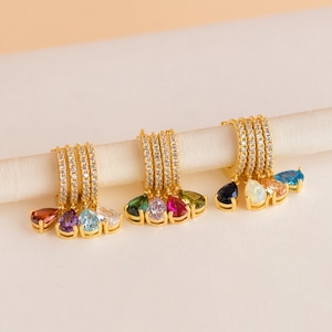Birthstone Drop Earrings by Caitlyn Minimalist • Custom Gemstone Hoop Earrings • Personalized Bridesmaids Gift • ER117