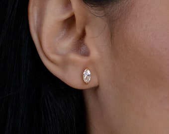 Marquise Diamond Earrings • Dainty Marquise Cut Diamond Stud Earrings • Perfect Simple Earrings • Minimalist Earrings • Gift for Her • ER166
