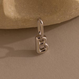 Dainty Bubble Letter Charm by Caitlyn Minimalist • Custom 3D Initial Pendant • Silver Charm for Bracelets & Necklaces • Gift for Mom • XR074