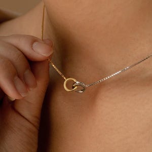 Eternity Circle Necklace by Caitlyn Minimalist • Silver & Gold Necklace • Infinity Necklace • Minimalist Jewelry • Gift for Mom • NR036