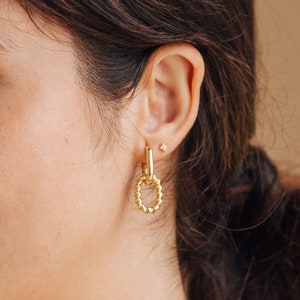 Chain Link Earrings by Caitlyn Minimalist Thick Twist Hoop Earrings Statement Dangle Huggie Earrings Gifts for Her ER267 image 5