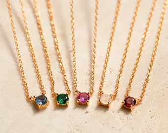 Delicado collar con piedra de nacimiento de CaitlynMinimalist • Delicado collar con dije de cristal en oro • Joyería con piedra de nacimiento personalizada • Regalo de cumpleaños • NR048
