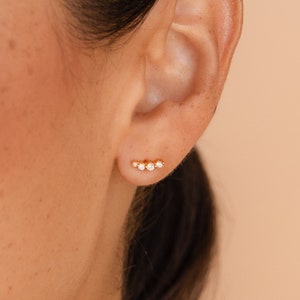 Diamond Climber Earrings by Caitlyn Minimalist • Tiny Diamond Stud Earrings • Dainty Jewelry for Everyday Wear • Mothers Day Gift • ER361