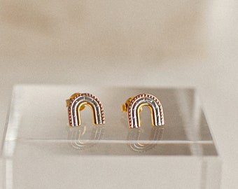 Rainbow Earrings by Caitlyn Minimalist • Rainbow Studs • Tri-Tone Earrings • Minimalist Earrings • Gift for Mom • Graduation Gifts  • ER051