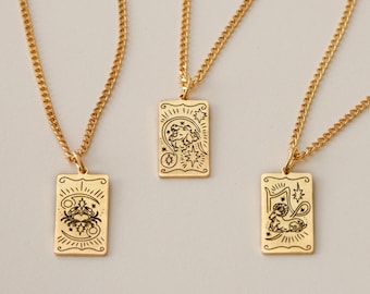 Astrologie Anhänger Halskette mit Panzerkette von CaitlynMinimalist • Sternzeichen Anhänger Halskette • Perfekte Geburtstagsgeschenke • Geschenk für Freundin • NM97