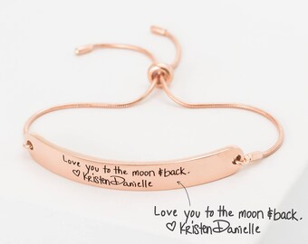 Custom Handwriting Jewelry • Actual Handwriting Bracelet • Personalize Stackable Signature Bangle • Modern Friendship Slider Bracelet • BM22