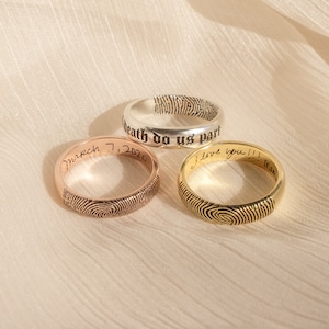 Half Round Ring • Actual Fingerprint Ring • Memorial Jewelry • Fingerprint Jewelry • Wedding Band • Personalized Gift • RM29