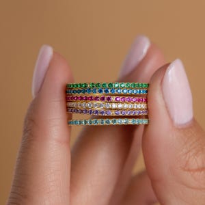 Birthstone Eternity Ring by Caitlyn Minimalist • Personalized Infinity Ring • Crystal Gemstone Jewelry • Anniversary Gift for Her • RM111