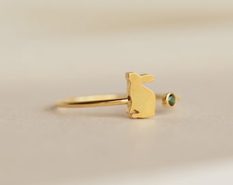 Duo Pet Birthstone Ring by Caitlyn Minimalist • Handmade Gemstone Jewelry • Dainty Animal Ring • Personalized Pet Lover Gift • RM74