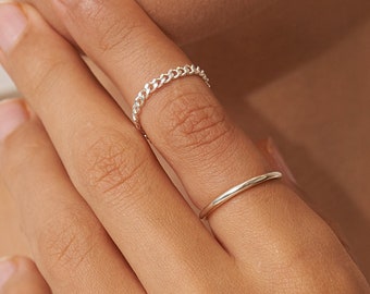 Bold Stacking Ring Set • Chain Ring • Midi Ring • Thin Rings in Sterling Silver, Rose gold, Gold • Chain Link Ring • Minimalist Rings • RM61