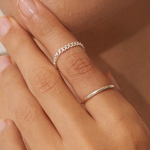 Bold Stacking Ring Set • Chain Ring • Midi Ring • Thin Rings in Sterling Silver, Rose gold, Gold • Chain Link Ring • Minimalist Rings • RM61