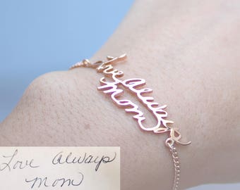 Custom Handwriting Jewelry • Actual Handwriting Bracelet • Signature Bangle • Memorial Personalized Keepsake Gift • Mother's Gift • BH01