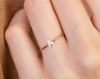 Dainty Initial Ring • Custom Letter Ring in Sterling Silver, Gold & Rose Gold • Bridesmaids Gifts • MOTHER GIFTS • RM47F30