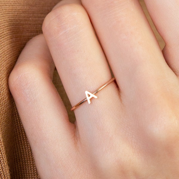 Dainty Initial Ring • Custom Letter Ring in Sterling Silver, Gold & Rose Gold • Bridesmaids Gifts • MOTHER GIFTS • RM47F30