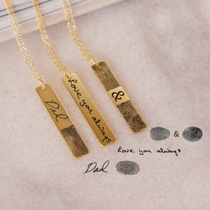 Collar con barra de escritura a mano • Joyería personalizada con escritura a mano • Collar con firma personalizada • Joyería de recuerdo conmemorativo • Regalo para mamá • NM23
