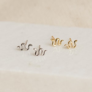 Snake Stud Earrings by Caitlyn Minimalist • Dainty Python Earrings • Small Snake Charm Earrings • Silver Jewelry • Birthday Gift • ER244