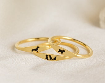 Personalized Engraved Pet Ring by Caitlyn Minimalist • Dainty Stacking Animal Ring • Custom Dog or Cat Ring • Pet Memorial Gift • RM21