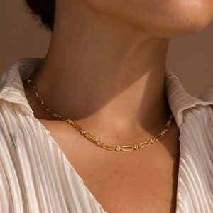 Diamond Link Chain Necklace by Caitlyn Minimalist • Statement Paperclip Necklace • Everyday Layering Necklace • Anniversary Gift • NR170