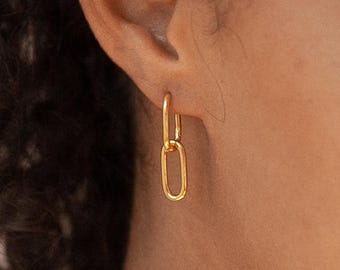 Dangle Link Earrings by Caitlyn Minimalist • Cable Link Earrings • Minimalist Gold Earrings • Perfect Gift for Her • Gifts for Mom • ER033