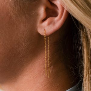 Essential Threader Earrings by Caitlyn Minimalist • Simple Long Chain Earrings • ER829