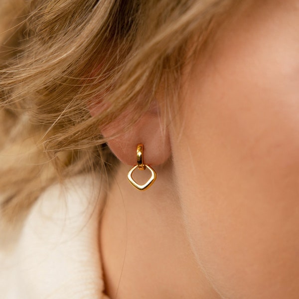 Double Hoop Dangle Huggie Earrings by Caitlyn Minimalist • Small Minimalist Hoop Earrings in Gold & Silver • Perfect Gift for Her • ER292