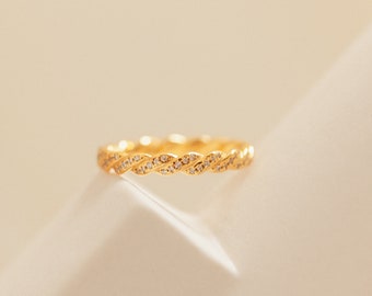 Twist Diamond Eternity Ring by Caitlyn Minimalist • Braid Ring in Gold • Friendship Ring • Engagement Ring • Bridesmaid Gifts  • RR018