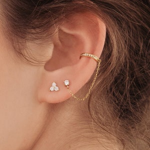 Diamond Trio Stud Earrings for Minimalist Look • Dainty Diamond Earrings • Perfect to Pair with any of Your Sets • ER023