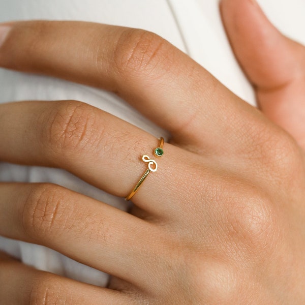 Initial Birthstone Ring • Letter Ring by Caitlyn Minimalist • Mothers Ring • Birthday Gift for Best Friend • RM74F78