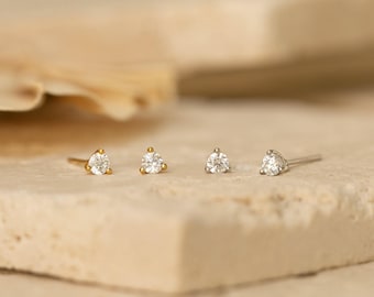 Tiny Diamond Studs by Caitlyn Minimalist • Dainty Gold Stud Earrings • Everyday Jewelry • Perfect for Earring Stacks • Gifts for Mom • ER124