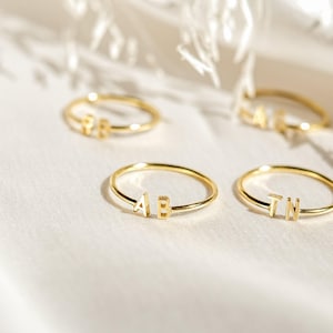 Duo Initial Ring by Caitlyn Minimalist • Custom Letter Ring by Caitlyn Minimalist • Couple Rings • Mothers Ring • Girlfriend Gift • RM74F39