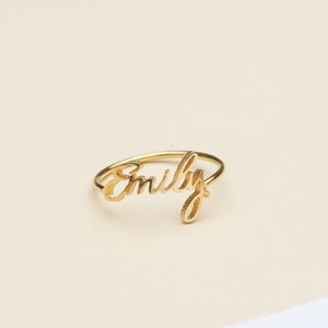 Name Ring Baby Name Ring in Sterling Silver, Gold and Rose Gold Baby Girl Gift Best Friend Gift RM02F68 image 1