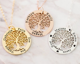 Custom Family Tree Necklace • Personalized Tree of Life Necklace • Perfect Gift for Mom and Grandma • Personalized Gifts for Mom • NM56F31