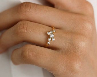 Delicate Cluster Ring by CaitlynMinimalist in Gold, Silver, Rose • Gemstone Ring • Engagement Ring • Mothers Ring • Mothers Day Gift • RM76