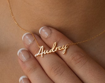 Personalized Bridesmaids Gifts • Custom Nameplate Necklace • Handmade Jewelry in Gold, Sterling Silver • Wedding Necklace • NH02F101