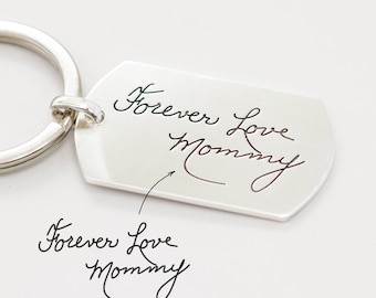 Personalized Gift for Dad • Handwriting Keychain • Engraved Signature Dogtag • Custom Handwriting Tag • Military Dog Tag • Uncle Gift • CM26