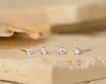 Tiny Diamond Studs by Caitlyn Minimalist • Dainty Gold Stud Earrings • Everyday Jewelry • Perfect for Earring Stacks • Gift for Her • ER124