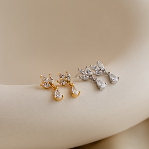 Marquise Diamond Drop Earrings by Caitlyn Minimalist Dainty Dangle Earrings Elegant Wedding Jewelry Bridesmaid Gift ER343 image 6