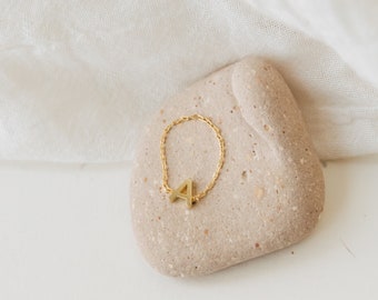 Chain Initial Ring by Caitlyn Minimalist • Letter Chain Ring • Custom Initial Ring • Personalized Gift for Her • RM72F77