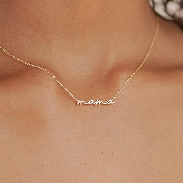Dainty Mama Necklace by Caitlyn Minimalist in Sterling Silver, Gold & Rose Gold • New Mom Necklace • Perfect Gifts for Mom • NR014