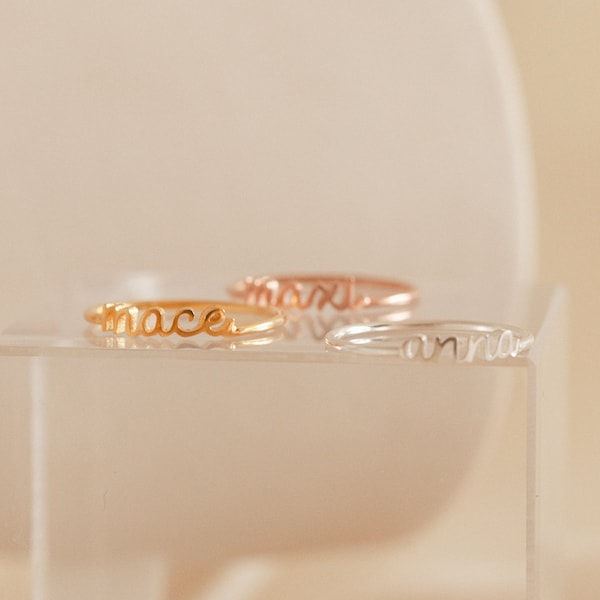 Dainty Name Ring by CaitlynMinimalist • Stackable Name Ring • Perfect Gift for New Mom • Personalized Gifts for Her • RM69F88