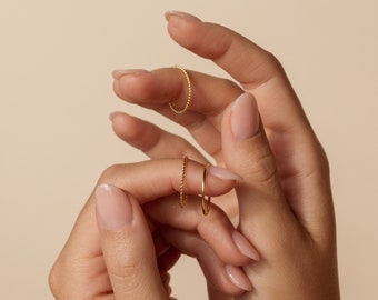 Stacking Ring Set • Ultra Thin Stacking Rings • Twist Ring, Dainty Beaded Ring, Midi Ring •  Minimalist Mixed Ring Set • RR051