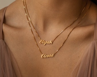 Collana con nome a due strati in catena a maglie di CaitlynMinimalist • Collana a strati personalizzata • Gioielli fatti a mano • Regalo personalizzato per lei • NM92F62