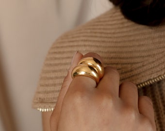 Bold Dome Ring in Gold by CaitlynMinimalist • Chunky Ring • Pinky Ring • A Must Have Signet Ring, for Your Minimalist Look • RR025