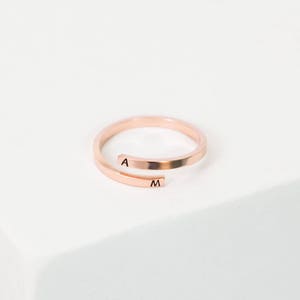 Personalized Initial Stacking Ring • Sterling Silver Custom Letter Ring • Wrap Ring with Hand-Stamped Initials • MOTHERS GIFTS • RM33F30